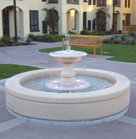 Beautiful Fountains, Landscaping With Fountains, Water Fountain Design, Church Building Design, Fountain Garden, Modern Fountain, Air Mancur, Pathway Landscaping, Fountains Backyard