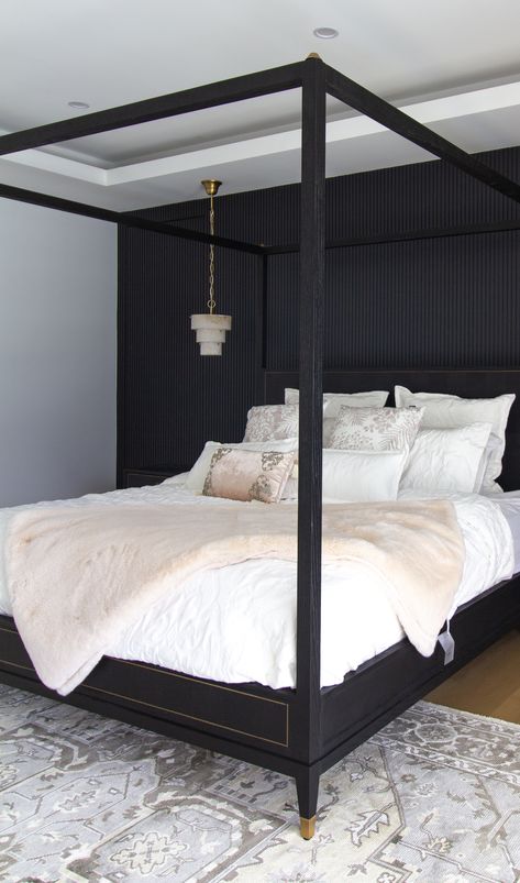 Black 4 Poster Bed in modern bedroom Black Four Poster Bedroom Ideas, Black 4 Poster Bedroom Ideas, Bedroom 4 Poster Bed, Black 4 Poster Bed, 4 Poster Bedroom Ideas, Black Poster Bed, 4 Poster Bed Ideas, Black Four Poster Bed, Poster Bedroom Ideas