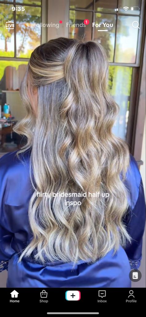 Volume Half Up Half Down Wedding Hair, Half Up Maid Of Honor Hair, Homecoming Hairstyles Half Up Half Down Curls Formal Hair, Wedding Hair Blowout Half Up, Half Up Half Down Wedding Hair High Pony, Flipped Half Up Half Down, Have Up Have Down, Classy Half Up Half Down Hair Wedding, Half Up Ponytail Hairstyles Wedding