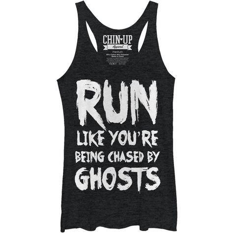 Women's Fifth Sun Junior Halloween Tanks & TeesRun Ghost/Small ($19) ❤ liked on Polyvore featuring tops, shirts, black, tops & tees, fifth sun shirts, racer back shirt, loose fit tops, cut loose shirt and embellished top Boyfriend Top, Being Chased, Fun Fitness, Loose Tank Tops, Graphic Tank Tops, Chin Up, Gym Clothes, Boyfriend T Shirt, Loose Fitting Tops