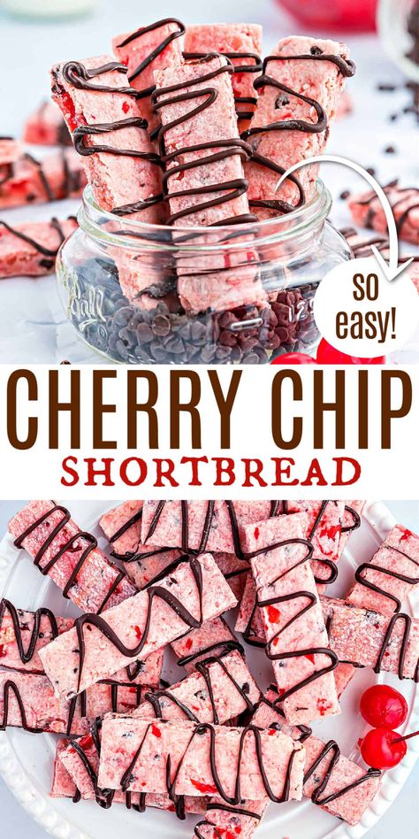 Cherry Chocolate Shortbread Cookies, Cherry Chocolate Bars, Cherry Shortbread Cookies, Cherry Shortbread, Monthly Meals, Gooey Desserts, Chocolate Chip Shortbread, Cookie Board, Chocolate No Bake Cookies