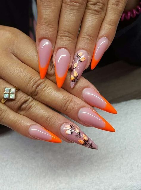 Rockabilly Nails, Summer Nails Short, Nail Art Designs Valentines, Nail Art Designs Valentines Day, Nail Designs For Beginners, Easy Nail Designs, Stilleto Nails Designs, Easy Nail Art Designs, Orange Nail Designs