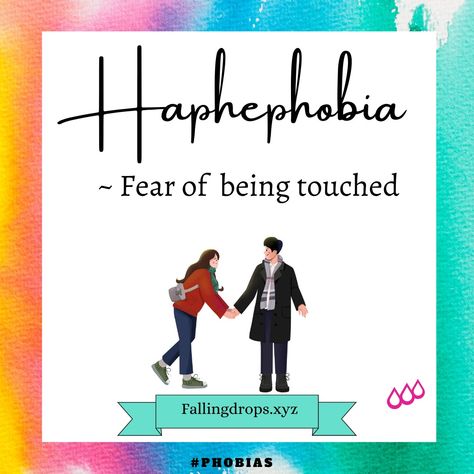 'Haphephobia' is the fear of being touched. Fear Of Touch, Fear Of Being Touched, Fear Of Judgement, Phobia Words, Cool Pencil Drawings, Greek Words, The Fear, Beautiful Words, Pencil Drawings