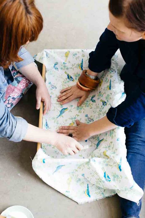 Learn How To Line a Drawer Like a Pro | Handmade Charlotte Diy Drawer Liners, Dresser Drawer Liners, Upcycle Drawers, Lining Dresser Drawers, Lining Drawers, Furniture Upcycle, Handmade Charlotte, Waverly Fabric, Crate Furniture