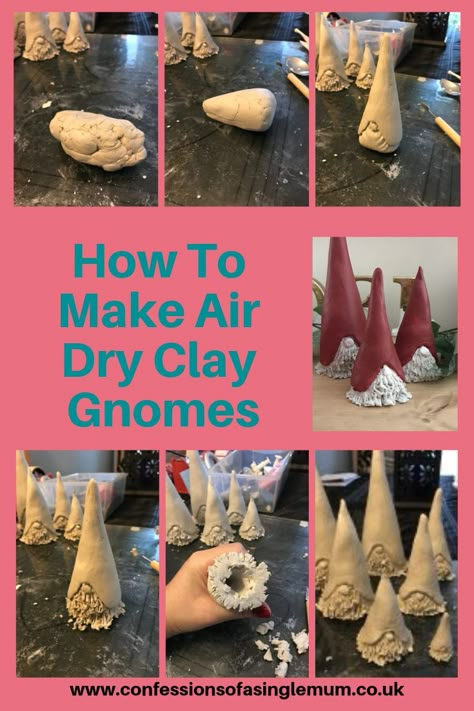 How I made the Gnomes in dry clay Air Dry Clay Gnomes, Clay Gnomes, Fashion Maker, Clay Christmas Decorations, Homemade Clay, Diy Air Dry Clay, Air Dry Clay Projects, Gnomes Diy, Clay Crafts Air Dry