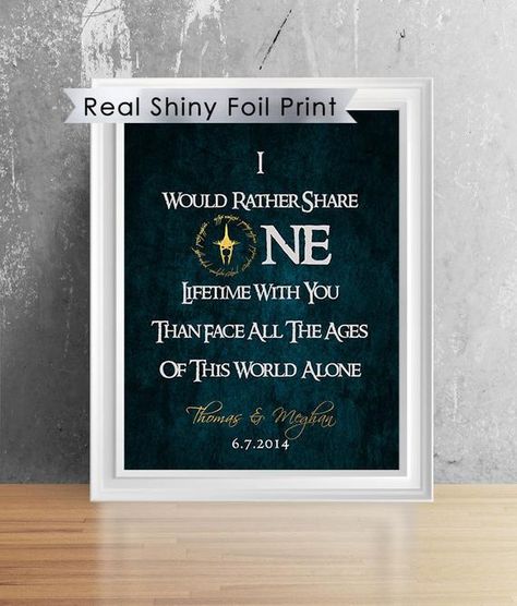 Lord of the Rings Couple Gifts, Arwen Quote, Lord of the Rings Gifts, LOTR Wedding, Arwen Evenstar, Valentines Gift, 8"x10" Foil Print Middle Earth Wedding, Lord Of The Rings Wedding, Hobbit Wedding, Lotr Quotes, Marvel Wedding, Lotr Wedding, Gothic Wedding Theme, Breakfast Wedding, Nerd Wedding