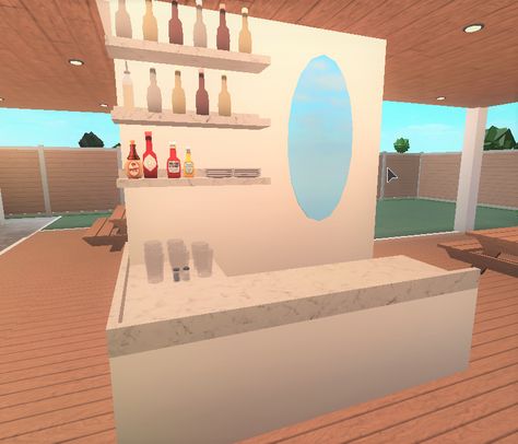 Bloxburg Mini Bar Ideas, Bar Bloxburg Ideas, Bloxburg Fancy Restaurant Ideas, Bloxburg Bar Ideas, Bloxburg Bar, Bloxburg Tips, Bloxburg Building, Blocksburg Room Ideas￼, Bloxburg Room