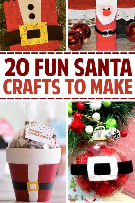 Santa Crafts For Kids To Make, Kid Science Projects, Diy Photo Books, Pinecone Santa, Santa Kids Crafts, Diy Santa Ornaments, Santa Pants, Paint Chip Crafts, Popsicle Stick Christmas Crafts