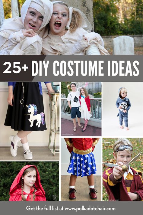 More than 25 free sewing tutorials and DIY tutorials to create costumes for kids for Halloween or for dress up. Lots of free costume tutorials and ideas. Last-minute Halloween costume ideas. #halloween #halloweencostumes #DIYHalloween Kids Mummy Costume, Ariel Costume Diy, Vampire Costume Diy, Diy Costume Ideas, Pirate Costume Diy, Clever Halloween, Easy Diy Costumes, Polka Dot Chair, Clever Halloween Costumes