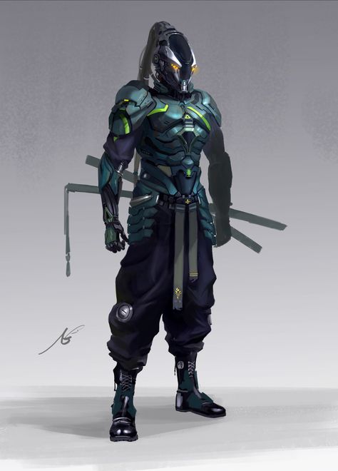 ArtStation - warrior, 宁飞 许 Ninja Armor, Futuristic Samurai, Armadura Ninja, Samurai Concept, Cyberpunk Rpg, Futuristic Armor, Arte Ninja, Cyborgs Art, Futuristic Armour