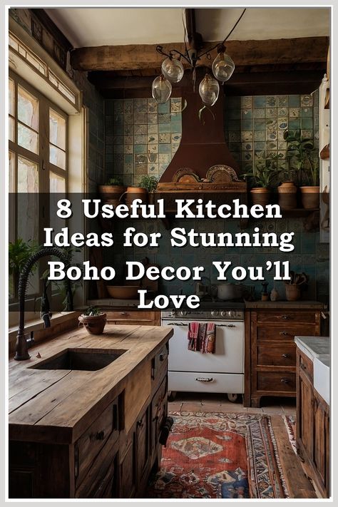 Transform your kitchen into a boho oasis with these 8 useful kitchen ideas for stunning boho decor you'll love. Discover creative ways to incorporate natural textures, vibrant colors, and eclectic elements that reflect your unique style. From charming open shelving to playful wall art, these tips will help you create a warm and inviting space that blends functionality with bohemian flair. Elevate your kitchen's aesthetic and enjoy a cozy, stylish atmosphere. Boho Home Decor Kitchen, Unique Storage, Eclectic Design, Kitchen Style, Home Decor Kitchen, Natural Texture, Open Shelving, Storage Solutions, Boho Decor