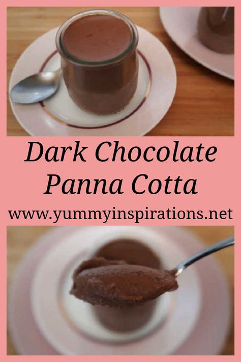 Chocolate Panna Cotta, Dark Chocolate Desserts, Gelatin Recipes, Panna Cotta Recipe, Gelatin Dessert, Guilt Free Dessert, Chocolate Dessert, 4 Ingredient, Sugar Free Desserts