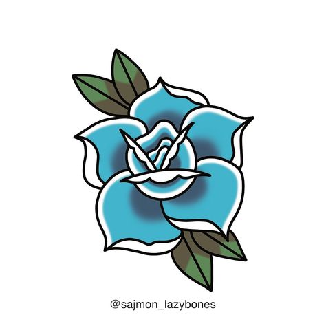 Rose Tattoo Flash, Jr Tattoo, Blue Rose Tattoos, Traditional Roses, School Images, Art Magic, Old School Tattoo Designs, Traditional Tattoo Design, Rose Tattoo Design