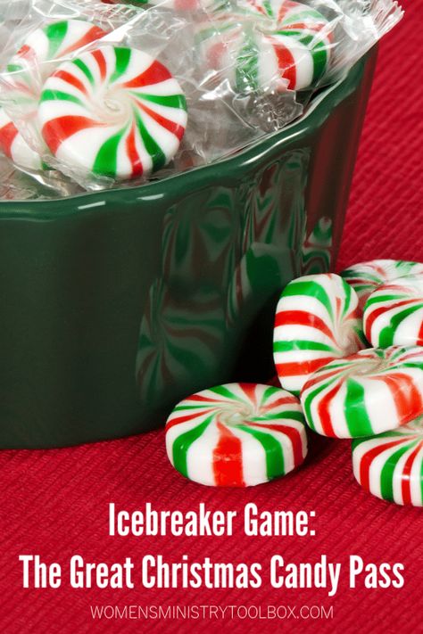 Icebreaker: The Great Christmas Candy Pass | Women's Ministry Toolbox Ladies Christmas Party, Christmas Party Games For Groups, Christmas Party Games For Adults, Games For Ladies, Church Christmas Party, Christmas Party Games For Kids, Christmas Gift Games, Christmas Games For Adults, Christmas Party Activities