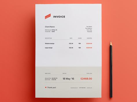 Getting back into the freelance game, thought I'd give my invoices a bit of a seeing to.  Then thought anyone who prefers invoicing manually as I do might like to have the source file (.ai) which i... Indesign Templates Free, Letter Heads, Invoice Layout, Design Invoice, Freelance Invoice Template, Freelance Invoice, Indesign Free, Document Design, Invoice Design Template