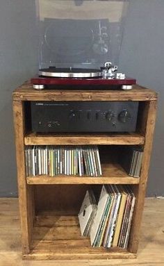 Hi Fi Cabinet, Stereo Cabinet Ideas, Record Nook, Stereo Rack, Old Fashioned Record Player, Different Wood Stains, Audio Racks, Vinyl Record Furniture, Antique Record Player