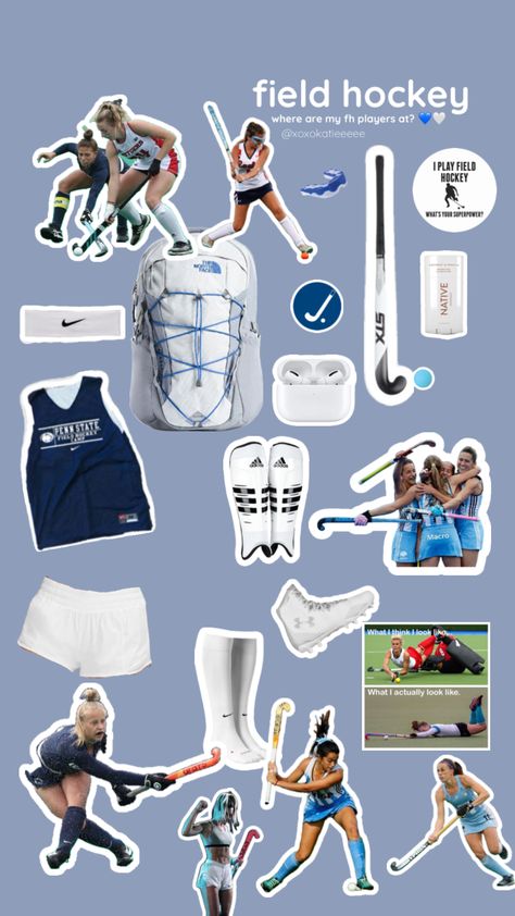 @xoxokatieeeee Field Hockey Outfits Practice, Field Hockey Bag Essentials, College Athlete Outfits, Field Hockey Aesthetic, Hockey Motivation, Field Hockey Outfits, Field Hockey Quotes, Field Hockey Drills, Field Hockey Goalie