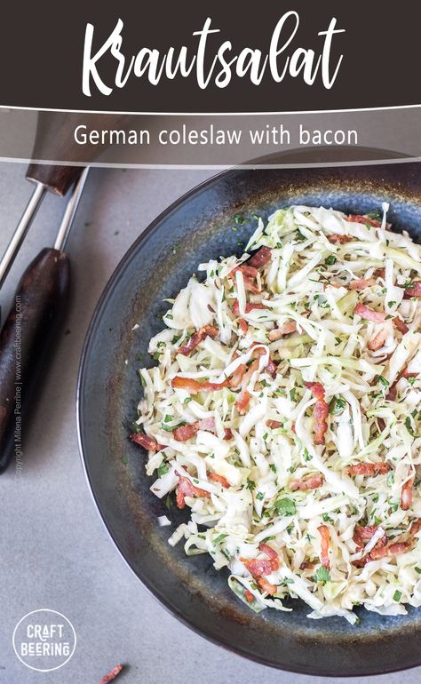 German Salads Authentic, Easy International Dinner Recipes, German Salad Recipes, German Side Dishes Easy, German Vegetable Side Dishes, German Dishes Traditional, German Food Recipes Authentic, German Slaw, German Coleslaw Recipe