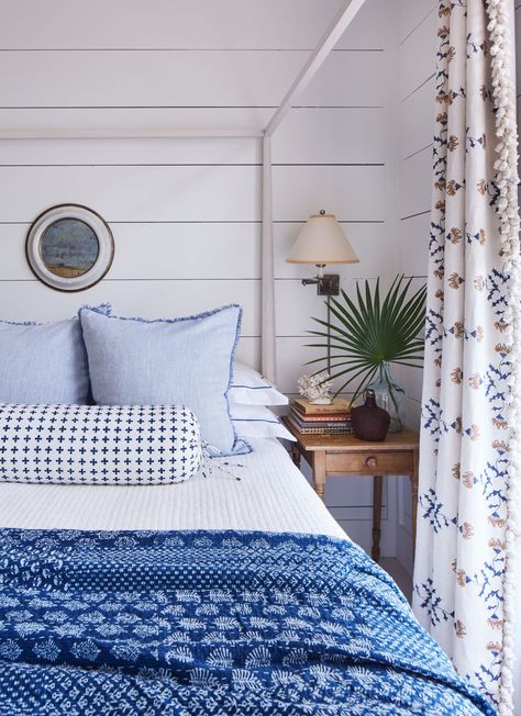 This Former Rental Is Now a Florida Getaway Packed With Personality | Southern Living Heather Chadduck, White Bedspreads, Beachy Bedroom, Sherrill Furniture, White Sheets, Room Color Schemes, Open Concept Kitchen, Make Your Bed, Guest Bedrooms