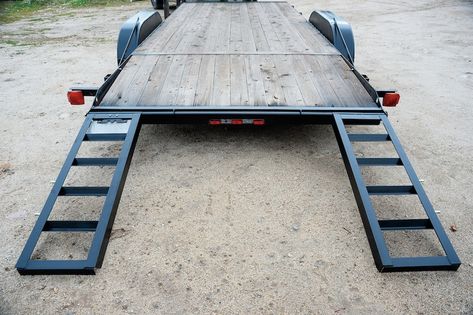 Easily Add Convenient Loading Ramps To Your Trailer Trailer Ramp Ideas, Car Trailer Ramps, Ramp Ideas, Trailer Dolly, Car Hauler Trailer, Trailer Ramps, Car Hauler, Tiny Camper, Trailer Plans