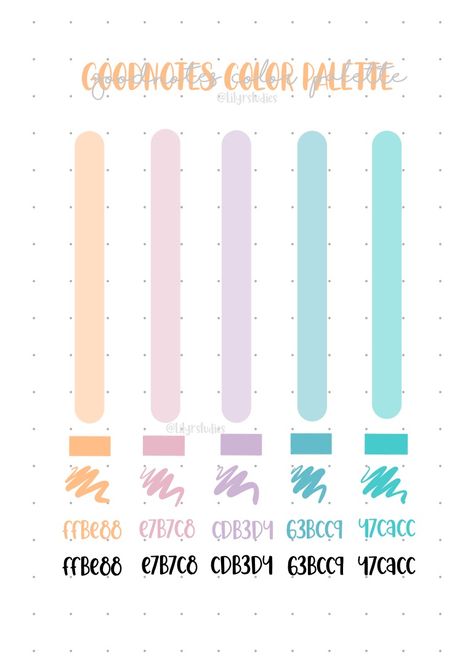 Goodnotes Color Palette Hex Codes, Notebook Edits, Goodnotes Color Palette, Goodnotes Aesthetic, Color Palette Hex Codes, Ipad Essentials, Hex Color, Digital Notes, Ipad Hacks