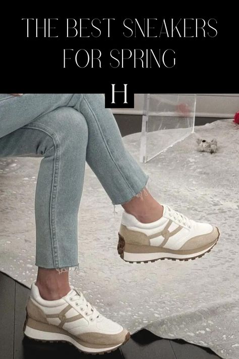 Looking for the best spring sneakers? Then head over to the blog to check out these amazing sneakers from Veronica Beard and 3 style tips guaranteed to elevate all of your sneaker looks this season Hoff Sneakers Outfit, Trousers And Sneakers Outfit, Sneakers Outfit Spring, Blogger Outfit Inspiration, How To Wear Sneakers, Beige Sneakers, Parisian Women, Chic Sneakers, Fashion Blogger Outfit