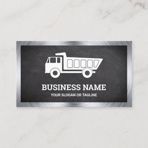 Construction Business Cards, Truck Business, Company Business Cards, Chalkboard Drawings, Professional Business Card, Black Chalkboard, Modern Typography, Printing Business Cards, Chalkboard Art