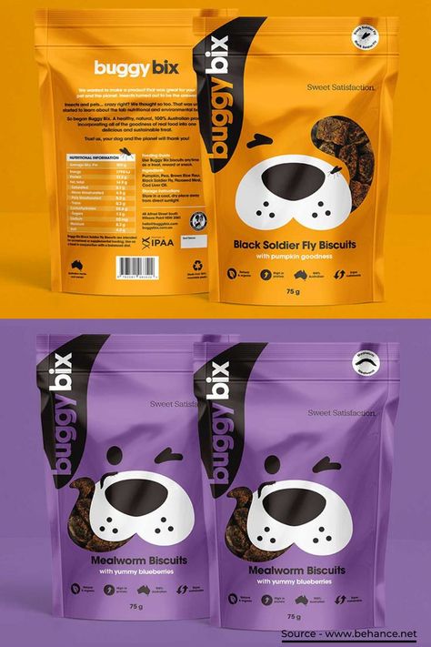 Dog Food Packaging Design Creative, Dog Biscuit Packaging, Dog Biscuits Packaging, Animal Food Packaging Design, Animal Packaging Design, Pet Treat Packaging Design, Dog Product Packaging, Dog Food Package Design, Pets Packaging Design