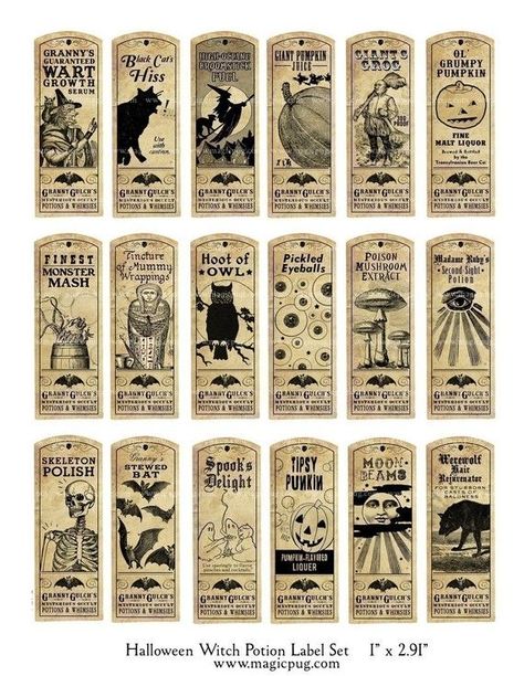 Halloween Witch Potion Labels Halloween Potion, Potion Labels, Witch Potion, Hallowen Ideas, Halloween Fest, Etiquette Vintage, Halloween Potions, Anniversaire Harry Potter, Halloween Labels