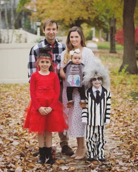 65 Halloween Costumes For Families Who Love Dressing Up Together | HuffPost Family Beatles Costume, Beetlejuice Family Of 3 Costume, Beatle Juice Family Costumes, Beetlejuice Family Costume, Beetlejuice Group Costume, Bettle Juice Family Costumes, Beetlejuice Ex Wife Costume, Mummy Halloween Costume, Beatle Juice