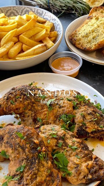 Remi Idowu - Food Blogger on Instagram: "I LOVE cheeky Nandos. My go-to order is Lemon and Herb Half Chicken, Peri Peri Chips and Garlic Bread. I wanted to recreate the sauce for a while and I’ve finally perfected it! Tag @nandosuk !! Ingredients: Lemon and Herb Sauce 1 red bell pepper 1 green bell pepper 1 red onion 3 cloves of garlic 1 whole juiced lemon 3 tbsp greek yoghurt 25ml sunflower oil (vegetable works too) 2 springs of rosemary a bunch of coriander 1 tbsp paprika 1 tsp white wine vi Lemon And Herb Sauce, Jamaican Oxtail Stew, Lemon Chicken Marinade, Lamb Korma, Herb Chicken Recipes, Curry Goat, Creamy Macaroni And Cheese, Half Chicken, Rice Food