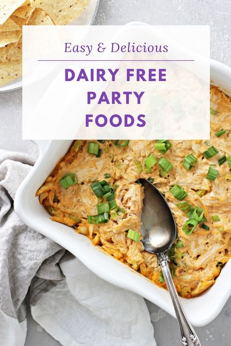 Dairy Free Game Day Appetizers, No Cheese Dip Recipes, Lactose Free Party Food, Potluck Dishes Dairy Free, Dairy Free Date Night Dinner, Dairy Free Fall Appetizers, Dairy Free Pot Luck Dishes, Dairy Free Crockpot Appetizers, Alpha Gal Appetizers