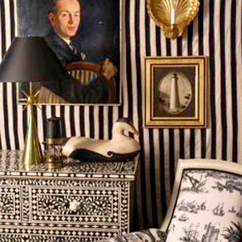 Anthony Baratta (@tonybaratta) • Instagram photos and videos Anthony Baratta, Modern Americana, Ivy House, Black And White Interior, Black And White Decor, Country Style Homes, Black And White Stripes, White Decor, A Chair