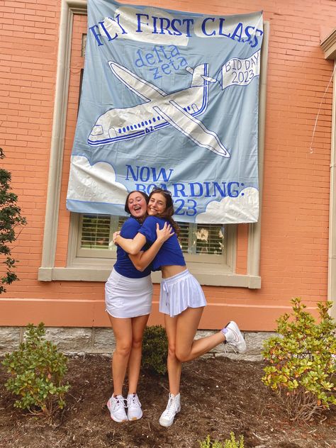 Airline Sorority Theme, Delta Zeta Bid Day Themes, Airplane Bid Day Theme, Airline Bid Day Theme, Now Boarding Bid Day Theme, Fly Delta Bid Day Theme, First Class Bid Day, Delta Airlines Bid Day, Fly Delta Bid Day