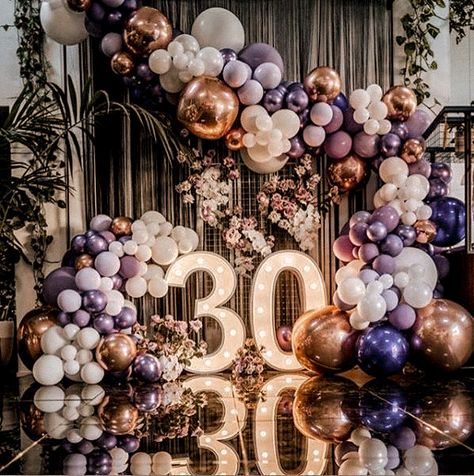 Celebrate a 30th anniversary or birthday with beautiful balloon arches! #eventdecor #marqueeletters #balloondecor #balloonarch 30th Birthday Balloons, 30th Bday Party, Deco Ballon, 30th Birthday Decorations, 30th Party, 30th Bday, Birthday Balloon Decorations, Wedding Decor Inspiration, 30th Birthday Parties