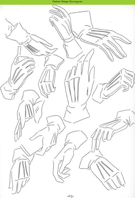 Gloves Drawing, Corak Menjahit, Fashion Design Drawing, Fashion Figure Drawing, Drawing Hands, Hand Drawing Reference, Gloves Fashion, Drawing Fashion, Sketches Tutorial