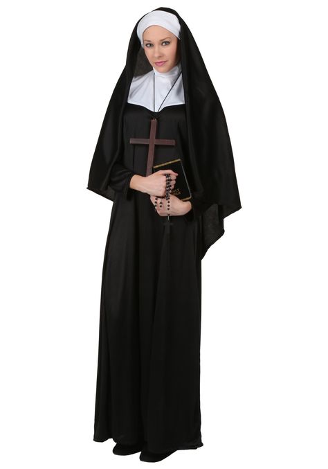 Nun Halloween Costume, Nun Outfit, Nun Costume, The Nun, Plus Size Costume, Black Dress With Sleeves, Plus Size Halloween, High Quality Dress, Black Long Sleeve Dress