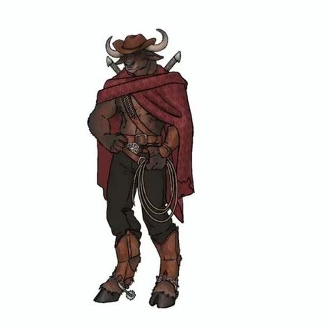 Hayley Olivia Art — I had a thought about a Minotaur cowboy DnD... Modern Cowboy Art, Cowboy Dnd Character, Dnd Cowboy Character Art, Western Character Art, Minotaur Oc, Cowboy Oc Art, Dnd Minotaur, Dnd Cowboy, Minotaur Dnd