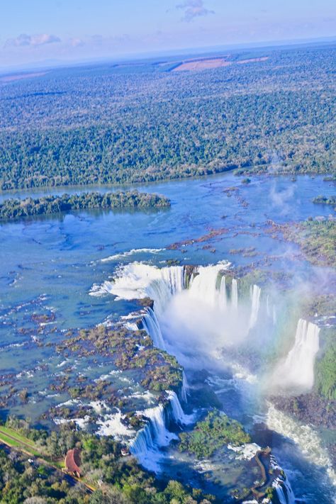 View of Iguazu Falls from a Helicopter Trip To Brazil, Brazil Amazon, Family Vacation Ideas, Amazon Jungle, Iguazu Falls, Brazil Travel, My Bucket List, Fairy Queen, Study Help