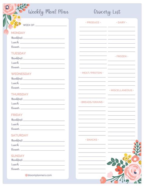 bloom daily planners Weekly Magnetic Meal Planning Pad for Fridge with Tear-Off Grocery Shopping List - Hanging Food/Menu Organizer Notepad with Magnets - 8.5” x 11” Fitness Planner Free, Grocery Planner, Shopping List Template, Grocery Planning, Meal Plan Grocery List, Grocery List Template, Menu Planner, Shopping List Grocery, Daily Planners