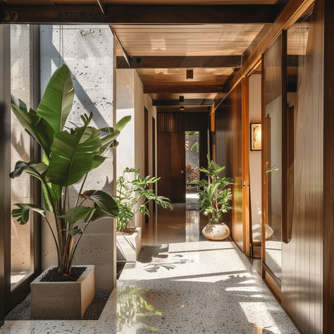 37 Mid-Century Modern Hallway Designs That Will Leave Your Guests In Awe - Edward George Modern House Entrance Interior, Midcentury Hallway, Entryway Mid Century Modern, Soho Townhouse, Modernism Interior Design, Modernism Interior, Mid Century Modern Hallway, Mid Century Hallway, Modern Hallway Design