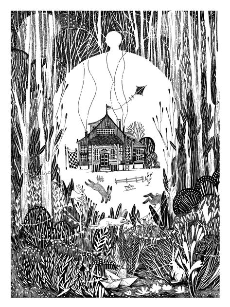 FOREST STORIES on Behance Rena Illustration, Tactile Art, Forest Lodge, Forest Drawing, Lino Art, Forest Illustration, Drawing Sketching, Fairytale Illustration, Arte Sketchbook