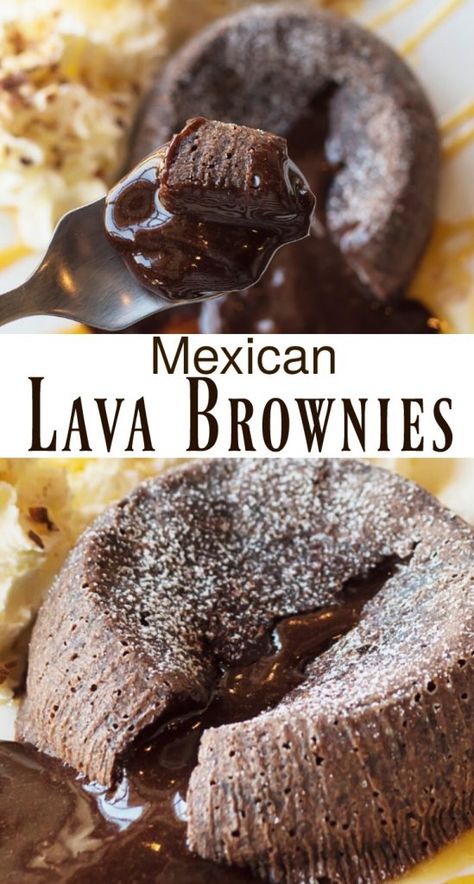 Mexican Lava Brownies are delicious and the chocolate center is smooth and creamy. #Brownies #MexicanBrownies #MexicanLavaBrownies Lava Brownies, Mexican Brownies, Desserts With Few Ingredients, Yummy Desserts Easy, Banana Bread Muffins, Krispy Treats, Chocolate Lava, Delicious Brownies, Whoopie Pies