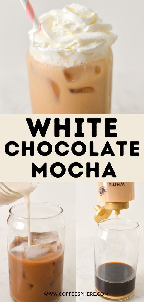 Terra Kaffe Recipes, Iced Coffee With Espresso Machine, White Chocolate Mocha Iced Coffee Recipe, White Mocha Sauce Recipe, Delonghi Espresso Machine Recipes, Homemade Macchiato, Diy Iced Coffee Recipes At Home, Starbucks Iced White Mocha Recipe, White Chocolate Mocha Starbucks Recipe