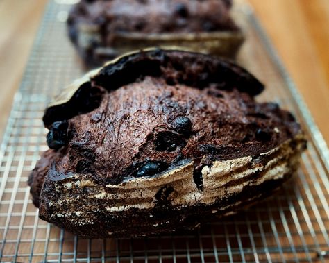 Recipe: Chocolate-Sour Cherry-Cardamom Sourdough Cherry Sourdough, Whole Grain Flour, Rye Flour, Sour Cherry, Bakery Bread, Chocolate Cherry, Artisan Bread, Oven Racks, Sourdough Bread