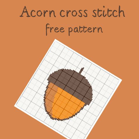 Acorn Cross Stitch Pattern Free, Acorn Cross Stitch Pattern, Acorn Cross Stitch, Dmc Floss, Free Cross Stitch, Cross Stitch Patterns Free, Cross Stitch Chart, Cross Stitch Art, Autumn Theme