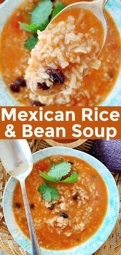 Rice And Bean Soup, Rice Soup Recipes, Mom Recipes, Rice Recipes For Dinner, Mexican Soup, Bean Soup Recipes, Mexican Foods, Mexican Rice, Chowder Recipes