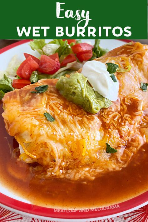 Enchilada Burrito Recipe, Wet Burrito Sauce, Tamales Casserole, Burrito Sauce Recipe, Wet Burrito Recipe, Smothered Burrito, Wet Burrito Recipes, Burritos Recipes, Burrito Sauce