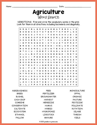 Free Printable Agriculture Word Search Agriculture Education Activities, Agriculture Education Lessons, Magic Squares Math, Agriculture Education Classroom, Ag Education, Ag Teacher, Scramble Words, Printable Mazes, Word Search Printables