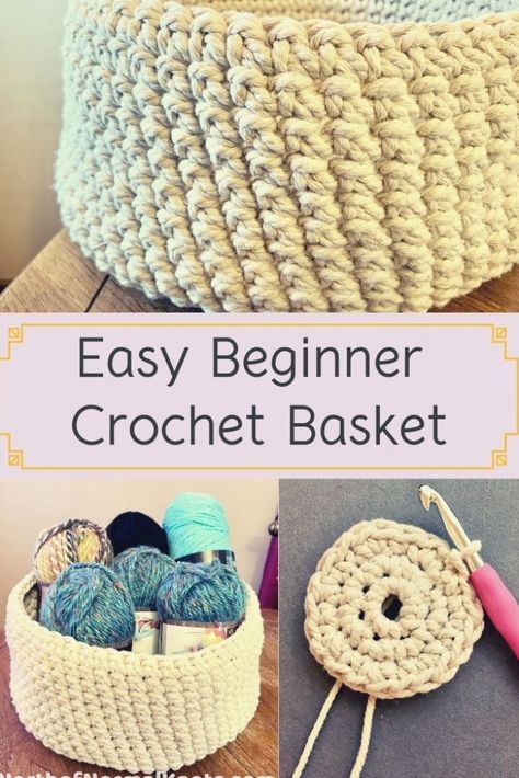 Beginner Crochet Basket, Beginner Haken, Easy Crochet Basket Pattern, Crochet Macrame, Crochet Basket Pattern Free, Crochet Storage Baskets, Crochet Unique, Easy Knitting Projects, Confection Au Crochet